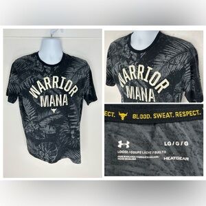 Under Armour Project Rock Shirt Size Large Crew Neck Floral‎ Warrior Mana READ